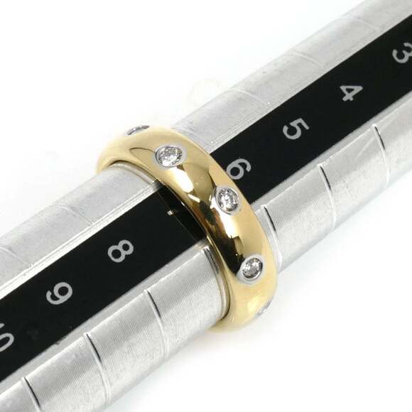 TIFFANY & Co. 18K Yellow Gold Pt950 Platinum Dot Diamond Ring, Size 6.5, 4.7g... - Picture 6 of 7